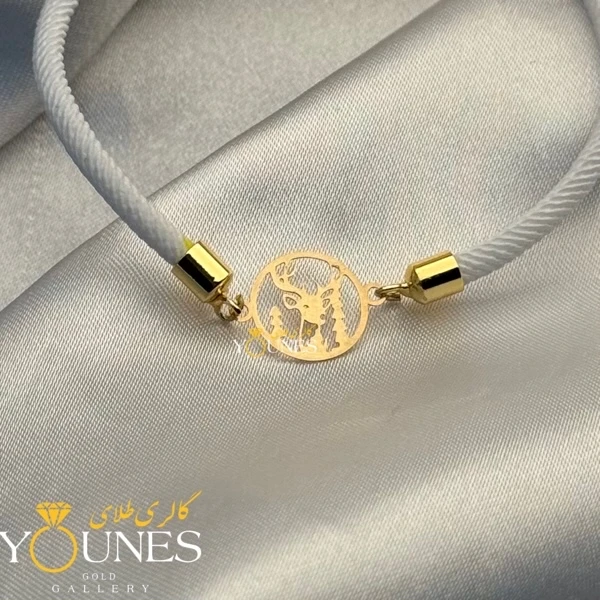 دستبند آهو و جنگل طلا لیزری